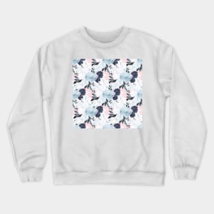 Blue Blush Floral Watercolor Paint Crewneck Sweatshirt